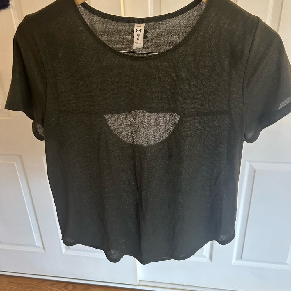 Under Armour Women's Dark Green Sheer Top large